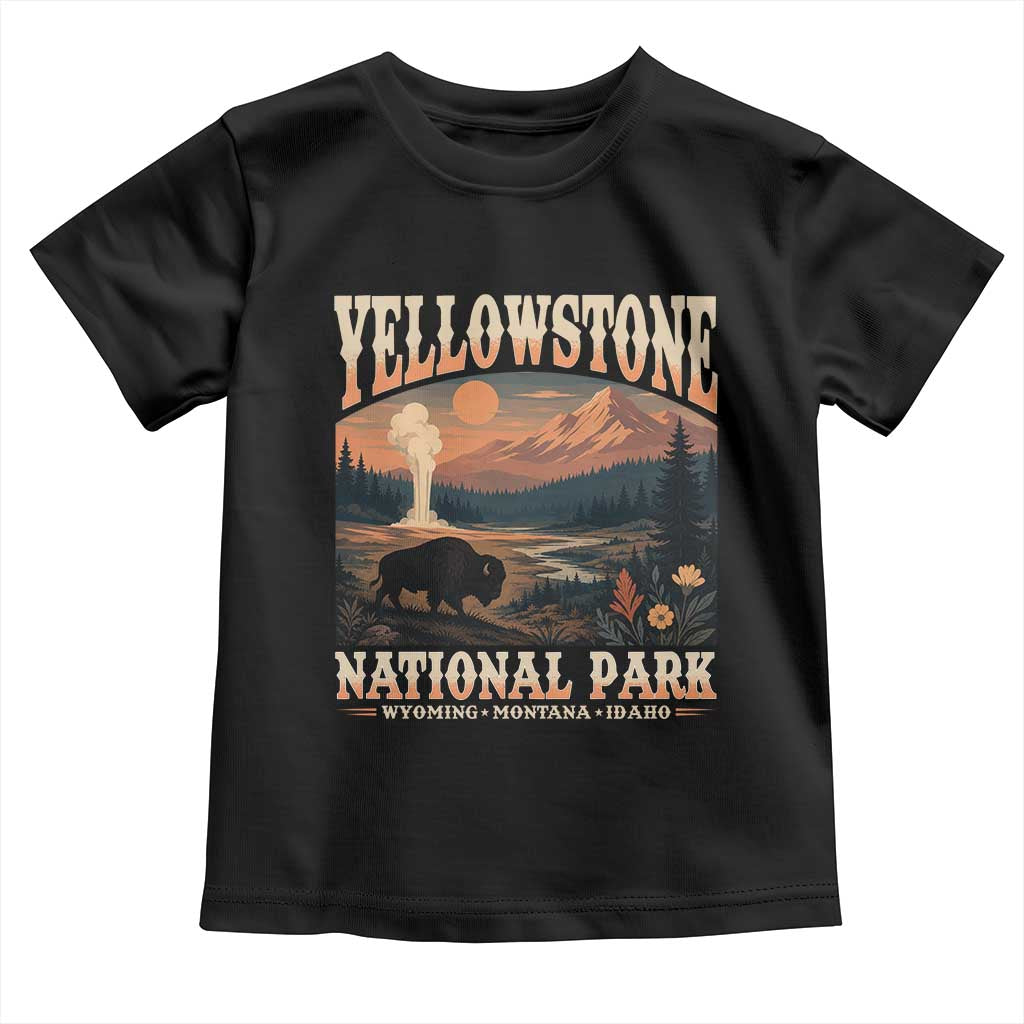 Yellowstone National Park Wyoming Montana Idaho Toddler T Shirt Vintage Bison Geyser