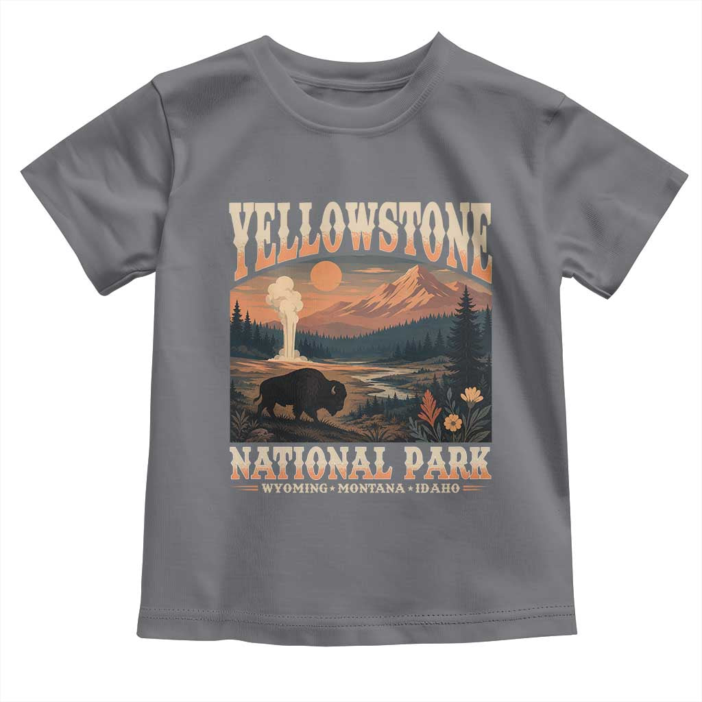 Yellowstone National Park Wyoming Montana Idaho Toddler T Shirt Vintage Bison Geyser