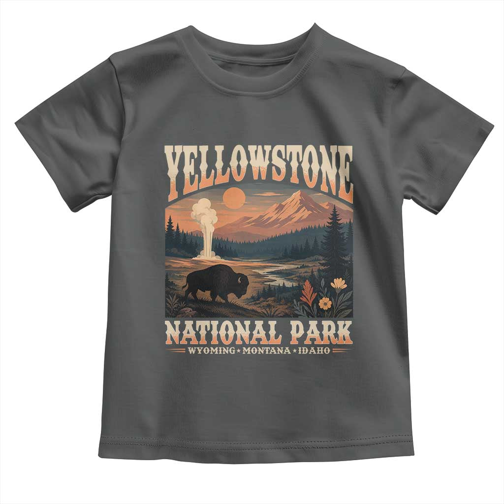 Yellowstone National Park Wyoming Montana Idaho Toddler T Shirt Vintage Bison Geyser