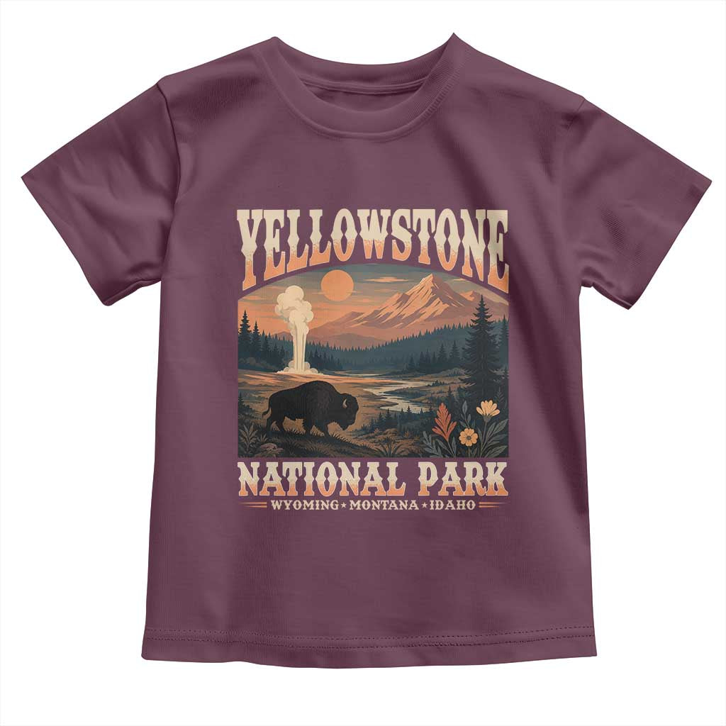 Yellowstone National Park Wyoming Montana Idaho Toddler T Shirt Vintage Bison Geyser