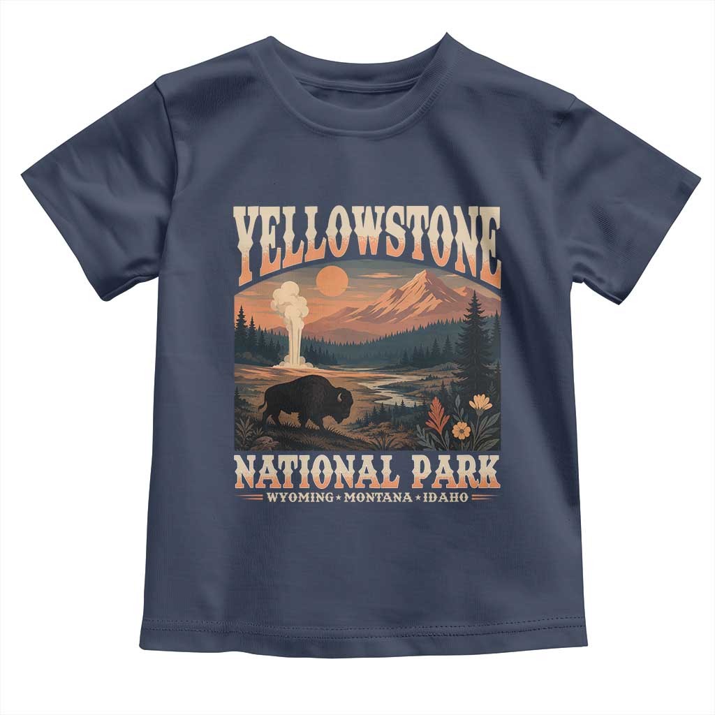 Yellowstone National Park Wyoming Montana Idaho Toddler T Shirt Vintage Bison Geyser