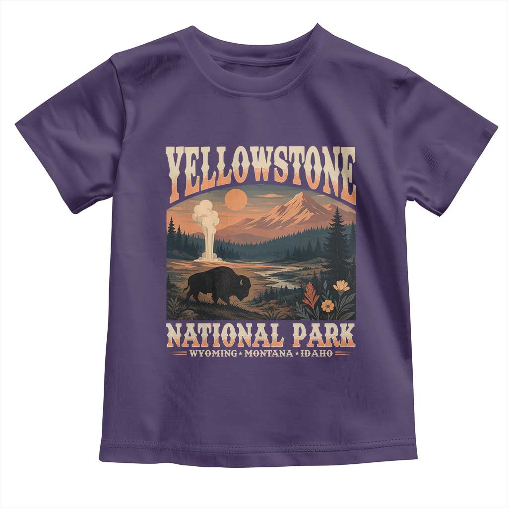 Yellowstone National Park Wyoming Montana Idaho Toddler T Shirt Vintage Bison Geyser