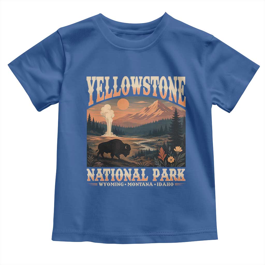 Yellowstone National Park Wyoming Montana Idaho Toddler T Shirt Vintage Bison Geyser