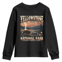 Yellowstone National Park Wyoming Montana Idaho Youth Sweatshirt Vintage Bison Geyser