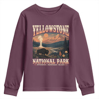 Yellowstone National Park Wyoming Montana Idaho Youth Sweatshirt Vintage Bison Geyser