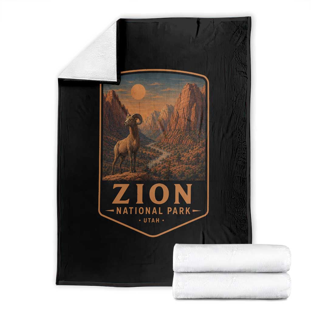 Zion National Park Throw Blanket Vintage The Narrows Utah Bighorn Sheep