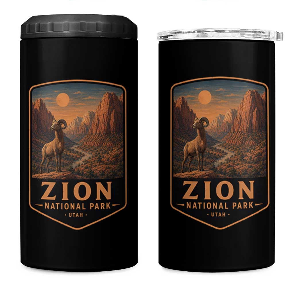 Zion National Park 4 in 1 Can Cooler Tumbler Vintage The Narrows Utah Bighorn Sheep