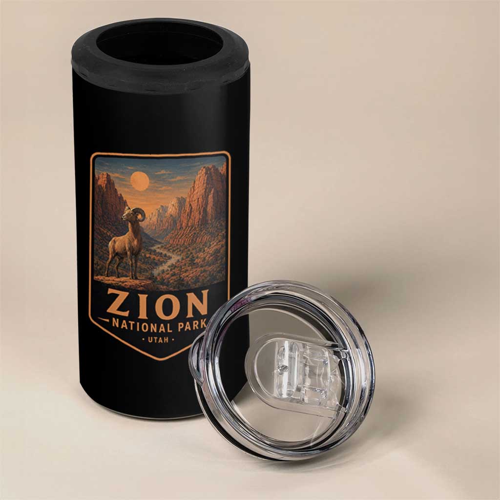 Zion National Park 4 in 1 Can Cooler Tumbler Vintage The Narrows Utah Bighorn Sheep