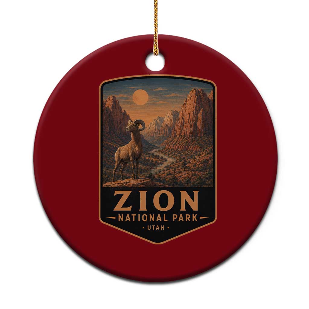 Zion National Park Ceramic Ornament Vintage The Narrows Utah Bighorn Sheep