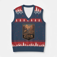 Zion National Park V-Neck Knit Sweater Vest Vintage The Narrows Utah Bighorn Sheep
