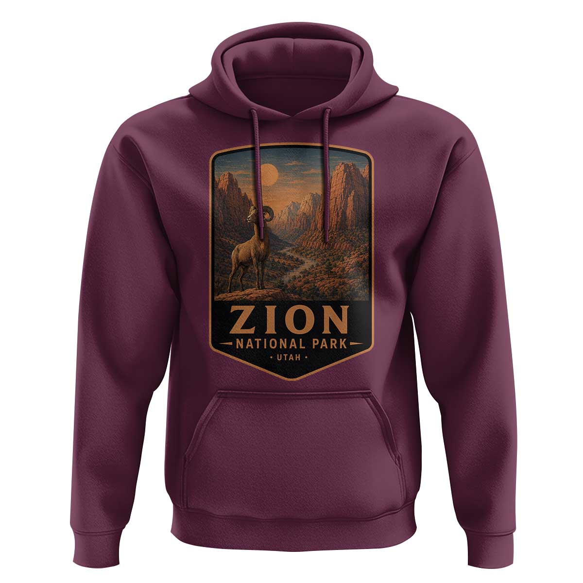 Zion National Park Hoodie Vintage The Narrows Utah Bighorn Sheep