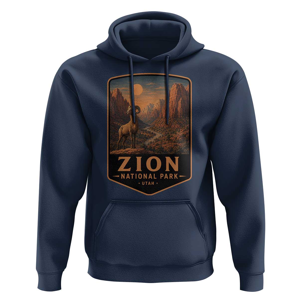 Zion National Park Hoodie Vintage The Narrows Utah Bighorn Sheep