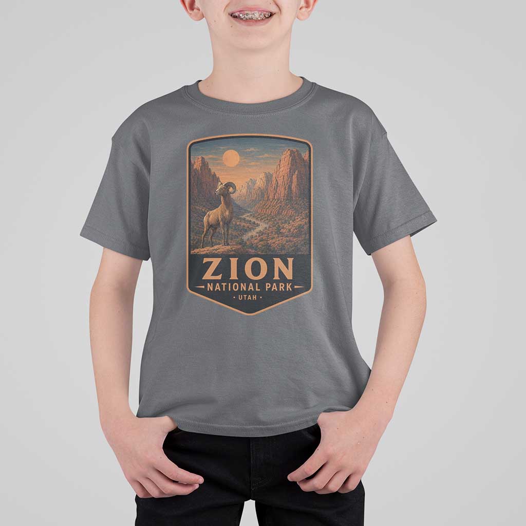 Zion National Park T Shirt For Kid Vintage The Narrows Utah Bighorn Sheep