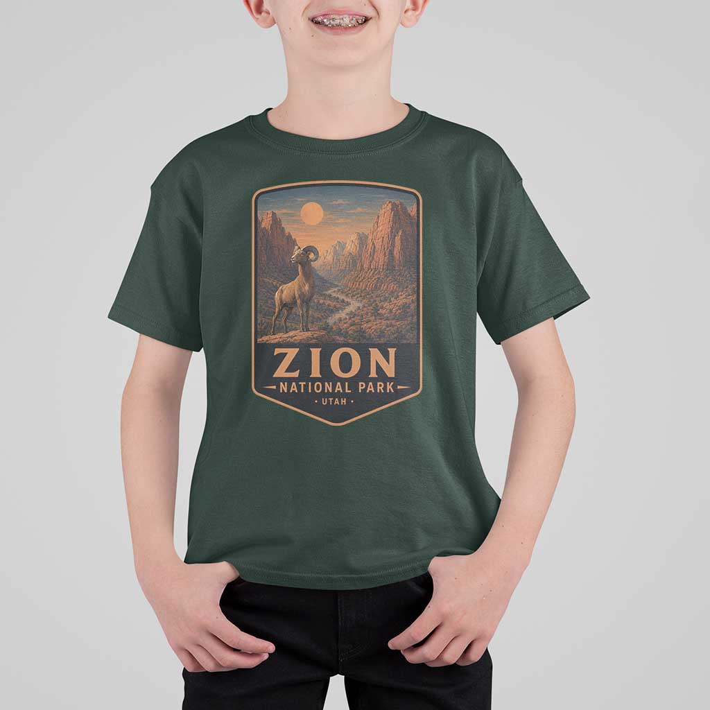 Zion National Park T Shirt For Kid Vintage The Narrows Utah Bighorn Sheep
