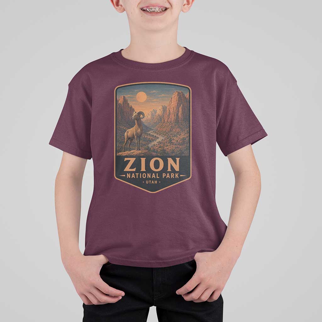 Zion National Park T Shirt For Kid Vintage The Narrows Utah Bighorn Sheep