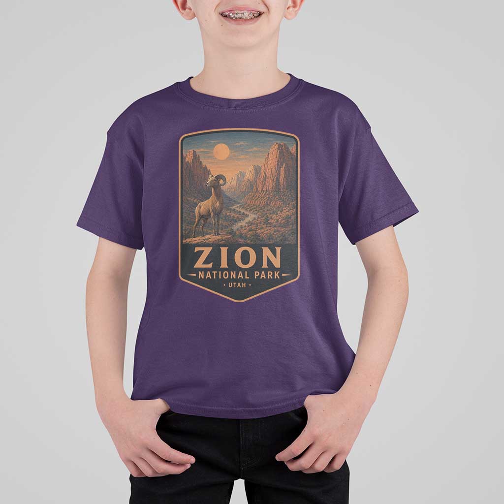 Zion National Park T Shirt For Kid Vintage The Narrows Utah Bighorn Sheep