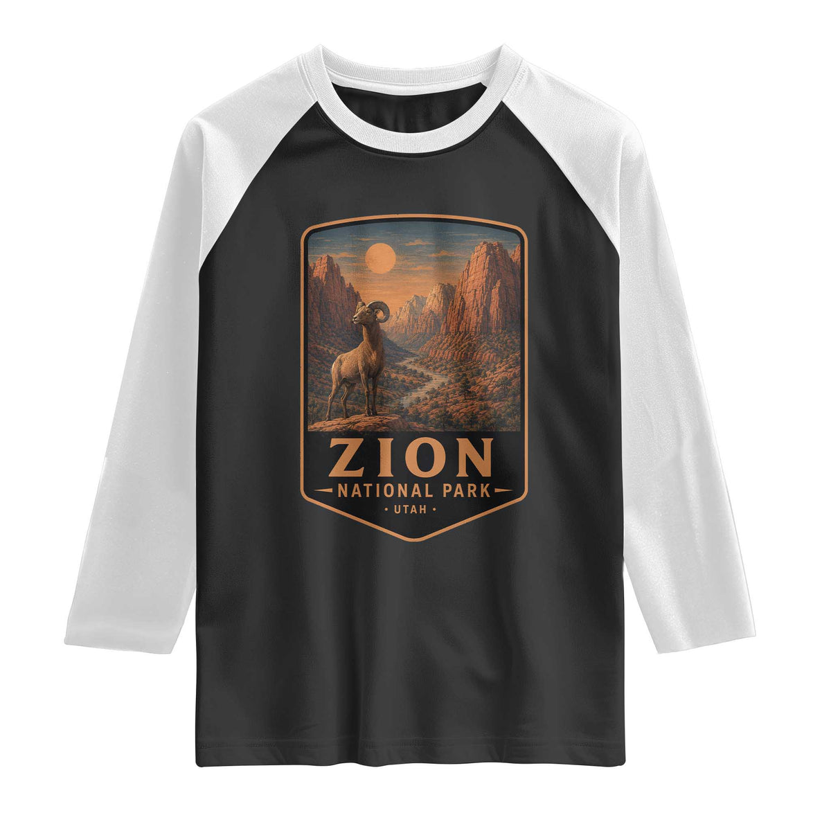 Zion National Park Raglan Shirt Vintage The Narrows Utah Bighorn Sheep