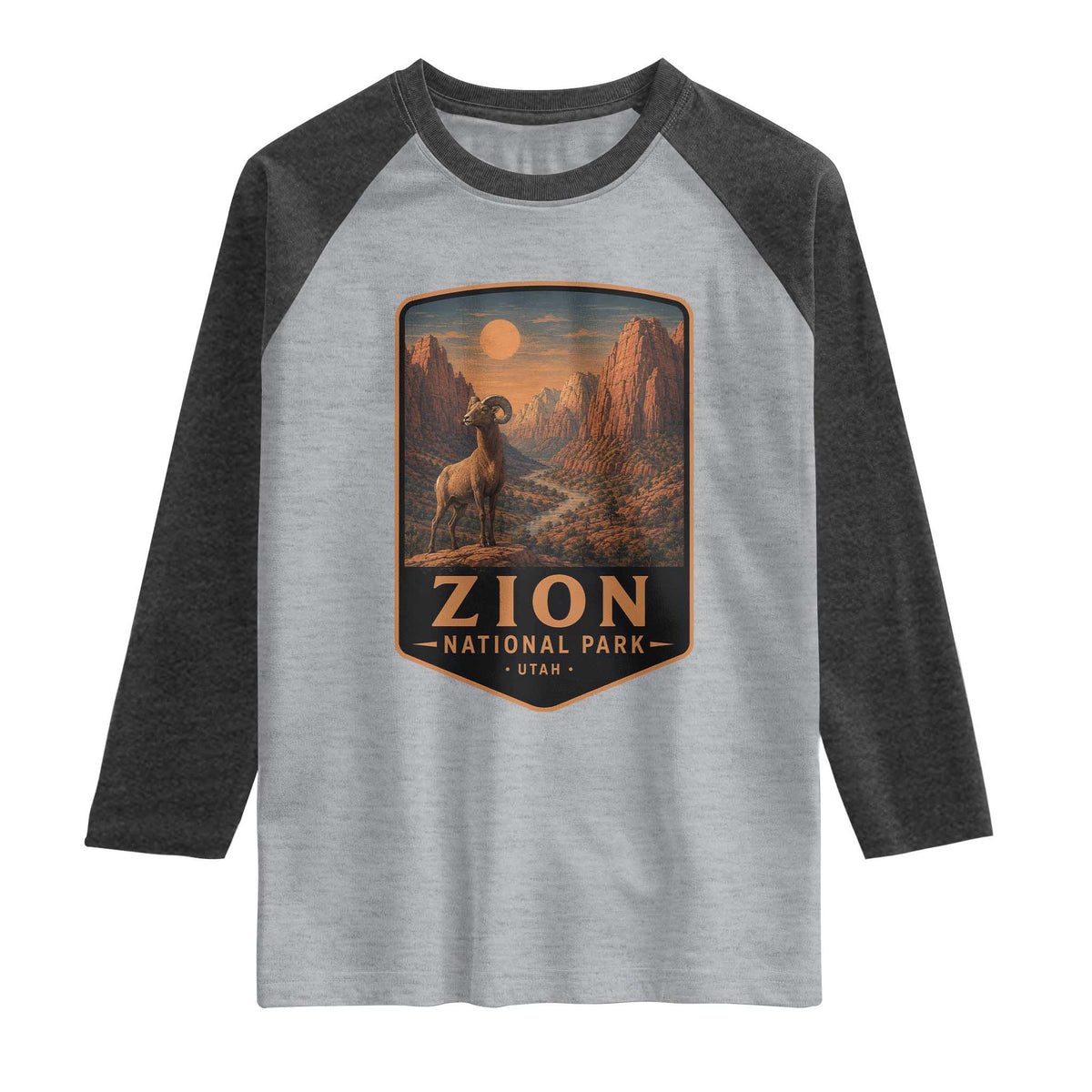 Zion National Park Raglan Shirt Vintage The Narrows Utah Bighorn Sheep