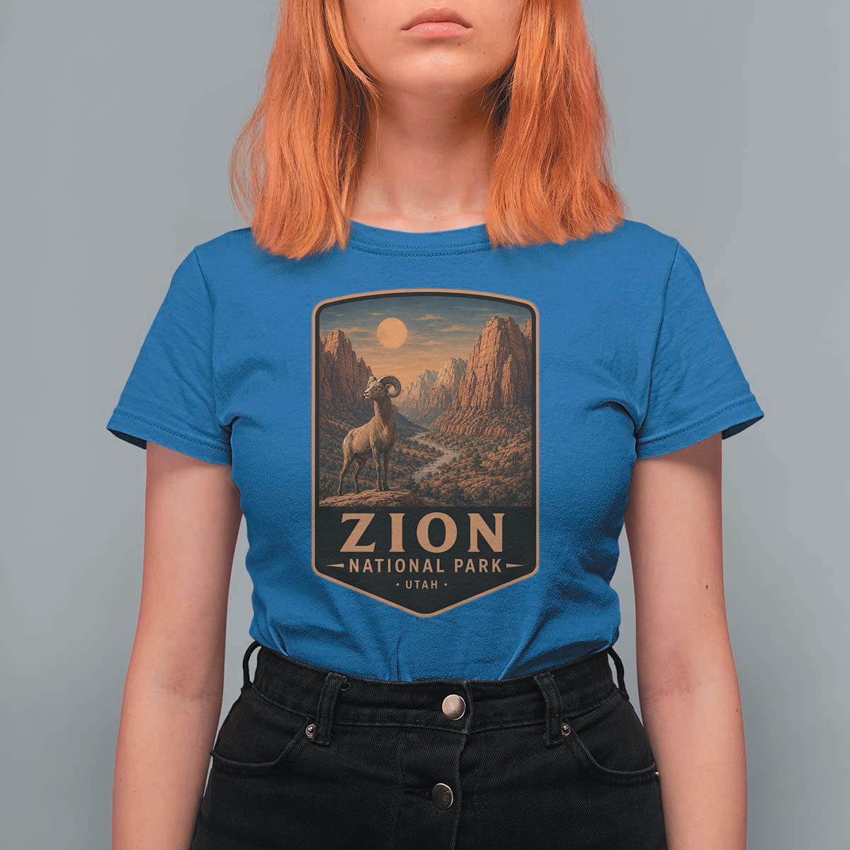 Zion National Park T Shirt For Women Vintage The Narrows Utah Bighorn Sheep