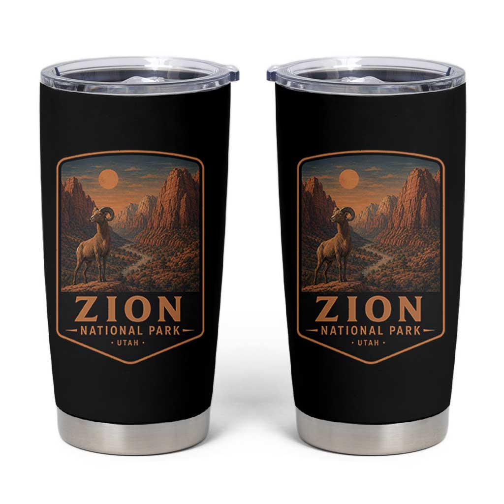 Zion National Park Tumbler Cup Vintage The Narrows Utah Bighorn Sheep