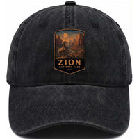 Zion National Park Washed Cotton Baseball Cap Vintage The Narrows Utah Bighorn Sheep