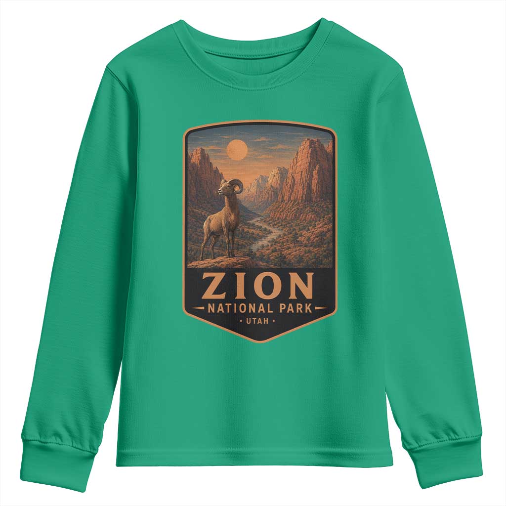 Zion National Park Youth Sweatshirt Vintage The Narrows Utah Bighorn Sheep