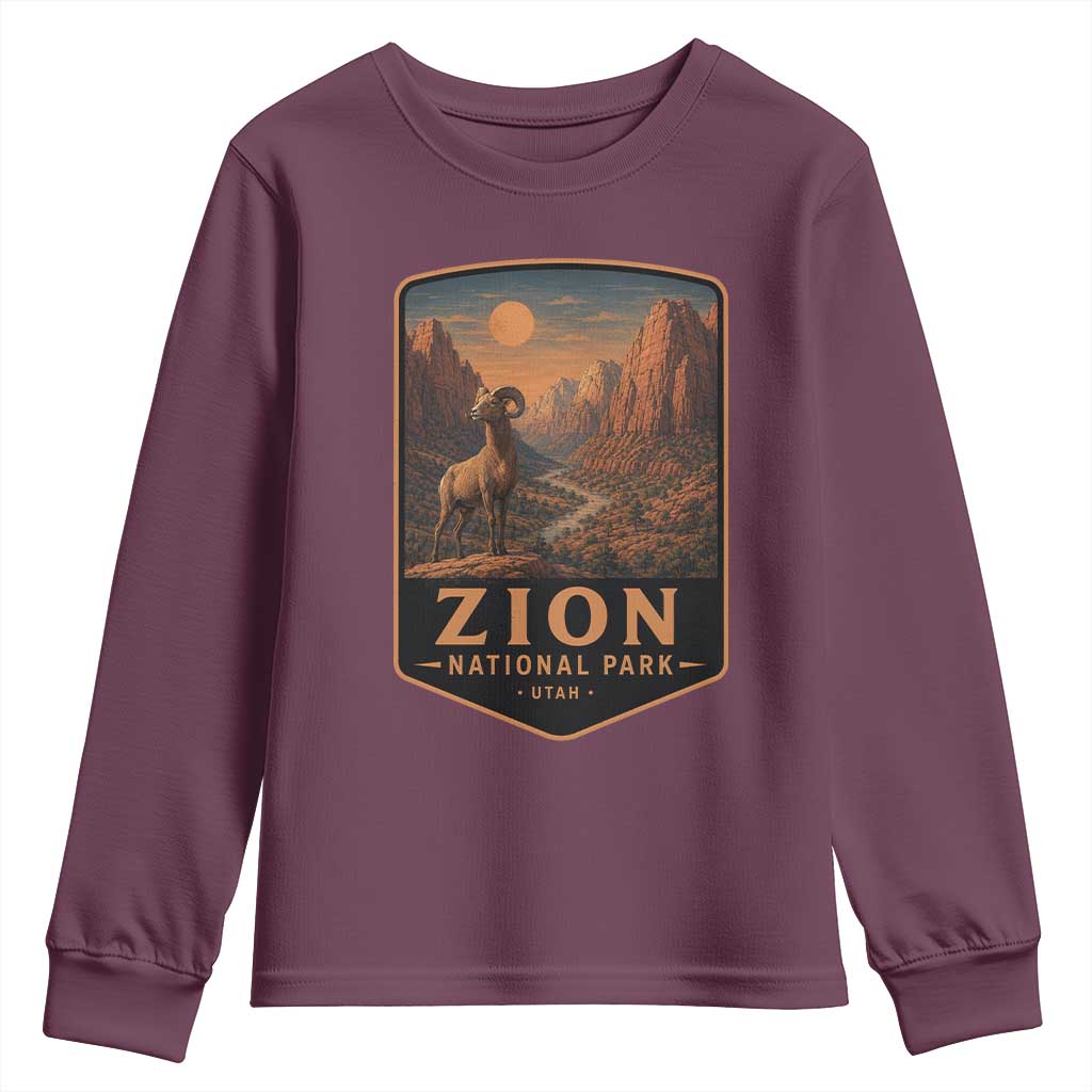 Zion National Park Youth Sweatshirt Vintage The Narrows Utah Bighorn Sheep
