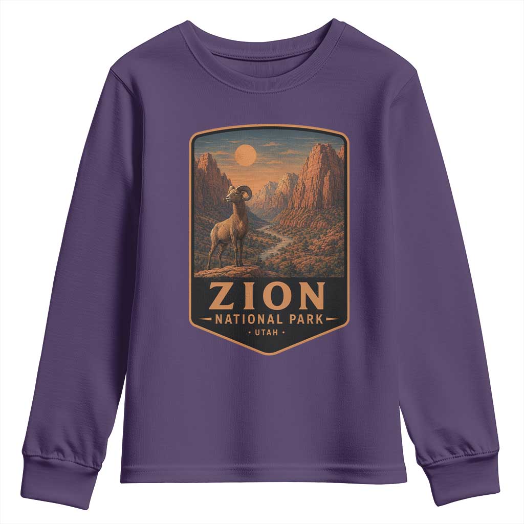 Zion National Park Youth Sweatshirt Vintage The Narrows Utah Bighorn Sheep