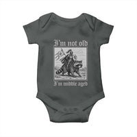 I Am Not Old I Am Middle Aged Baby Onesie Medieval Knight Riding Raccoon Funny Ren Faire