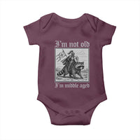 I Am Not Old I Am Middle Aged Baby Onesie Medieval Knight Riding Raccoon Funny Ren Faire