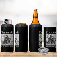 I Am Not Old I Am Middle Aged 4 in 1 Can Cooler Tumbler Medieval Knight Riding Raccoon Funny Ren Faire
