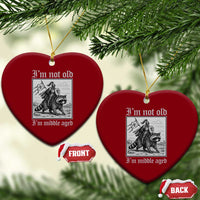 I Am Not Old I Am Middle Aged Ceramic Ornament Medieval Knight Riding Raccoon Funny Ren Faire
