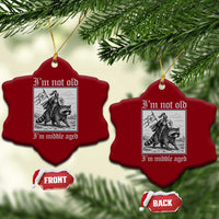I Am Not Old I Am Middle Aged Ceramic Ornament Medieval Knight Riding Raccoon Funny Ren Faire