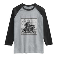 I Am Not Old I Am Middle Aged Raglan Shirt Medieval Knight Riding Raccoon Funny Ren Faire