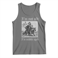 I Am Not Old I Am Middle Aged Tank Top Medieval Knight Riding Raccoon Funny Ren Faire