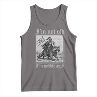 I Am Not Old I Am Middle Aged Tank Top Medieval Knight Riding Raccoon Funny Ren Faire
