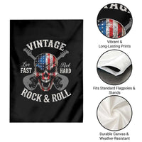 Vintage Rock and Roll Skull Guitar Rocker Garden Flag Live Fast Rock Hard American Flag