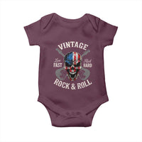 Vintage Rock and Roll Skull Guitar Rocker Baby Onesie Live Fast Rock Hard American Flag