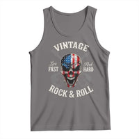Vintage Rock and Roll Skull Guitar Rocker Tank Top Live Fast Rock Hard American Flag
