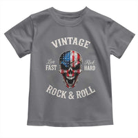 Vintage Rock and Roll Skull Guitar Rocker Toddler T Shirt Live Fast Rock Hard American Flag