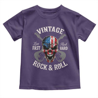 Vintage Rock and Roll Skull Guitar Rocker Toddler T Shirt Live Fast Rock Hard American Flag