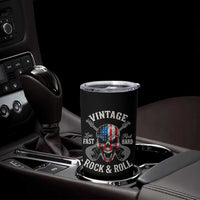 Vintage Rock and Roll Skull Guitar Rocker Tumbler Cup Live Fast Rock Hard American Flag