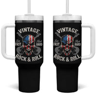 Vintage Rock and Roll Skull Guitar Rocker Tumbler With Handle Live Fast Rock Hard American Flag