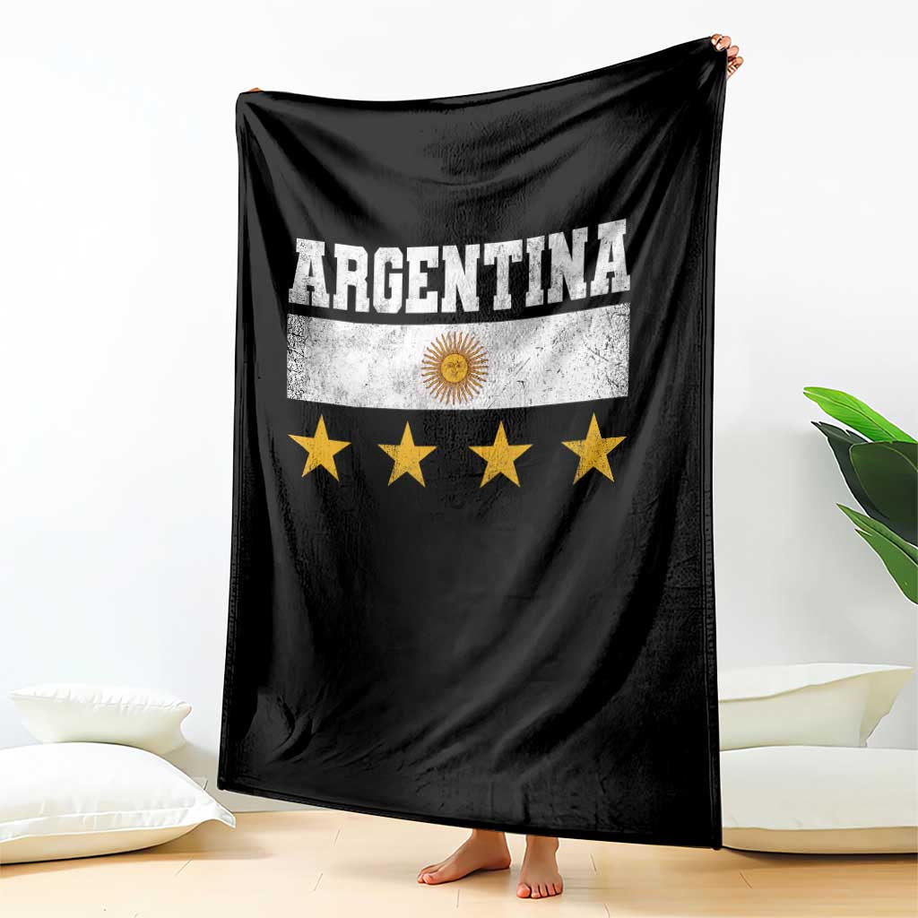 Argentina Champions 2026 4th Star Throw Blanket Vintage Sol De May and Stripes