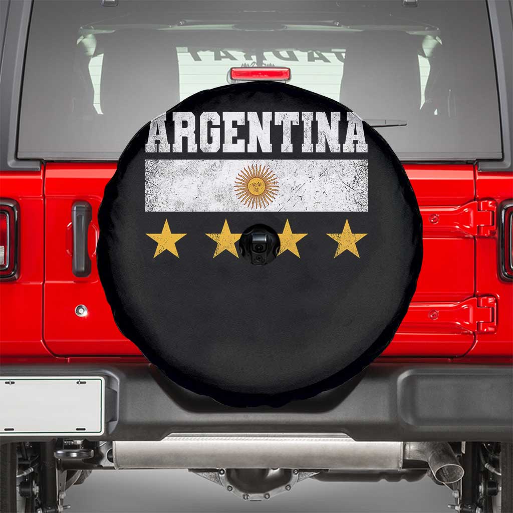 Argentina Champions 2026 4th Star Spare Tire Cover Vintage Sol De May and Stripes