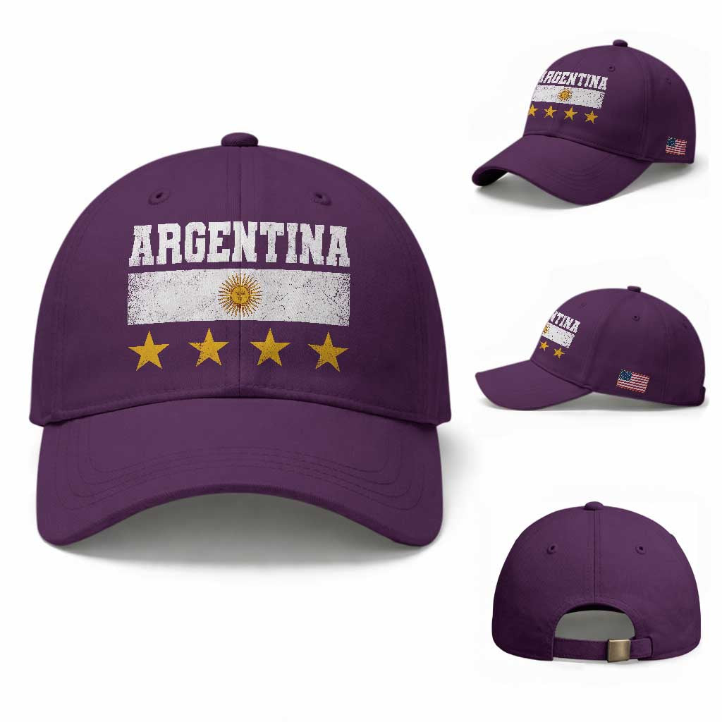 Argentina Champions 2026 4th Star Baseball Cap Vintage Sol De May and Stripes