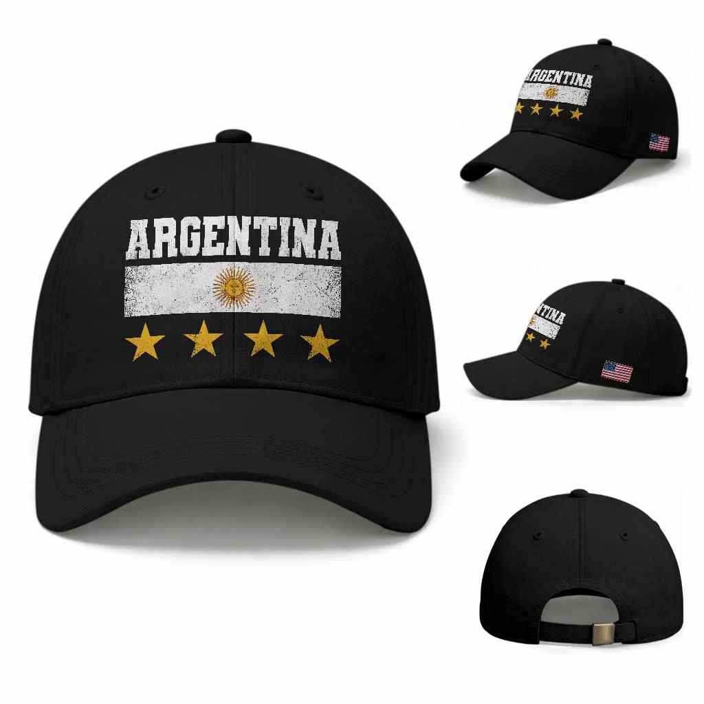Argentina Champions 2026 4th Star Baseball Cap Vintage Sol De May and Stripes