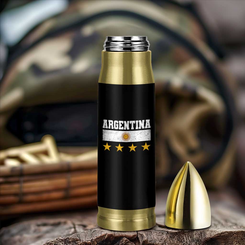 Argentina Champions 2026 4th Star Bullet Tumbler Vintage Sol De May and Stripes