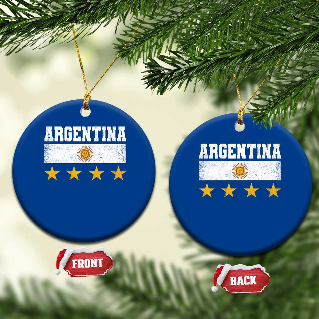 Argentina Champions 2026 4th Star Ceramic Ornament Vintage Sol De May and Stripes