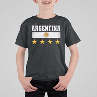 Argentina Champions 2026 4th Star T Shirt For Kid Vintage Sol De May and Stripes